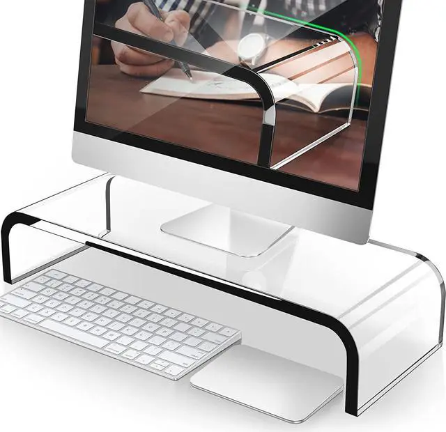 Main image of Acrylic Monitor Stand, AboveTEK Premium Acrylic Computer Monitor Riser, Clear Laptop Stand for Desktop Storage Organizer, Home Office Business w/Sturdy Platform, Holds up to 50 lbs (22.7 kg)