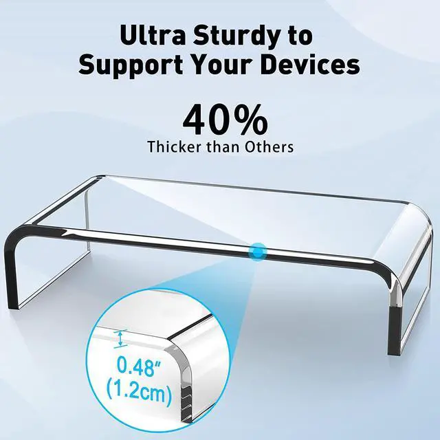 Alt view image 4 of 7 - Acrylic Monitor Stand, AboveTEK Premium Acrylic Computer Monitor Riser, Clear Laptop Stand for Desktop Storage Organizer, Home Office Business w/Sturdy Platform, Holds up to 50 lbs (22.7 kg)