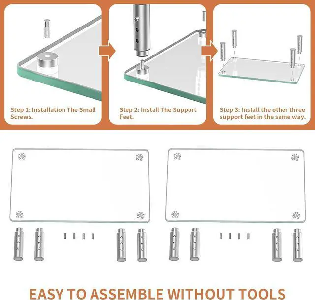 Alt view image 7 of 7 - Hemudu 2 Pack Monitor Stand - 3 Adjustable Height Riser, Computer Stand, Desktop Organizer for PC, Laptop - Clear