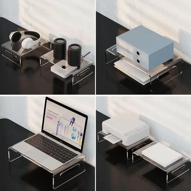 Alt view image 5 of 7 - Zimilar 2 Pack Monitor Stand Riser, Acrylic Monitor Stand for Computer, Laptop, Printer, Notebook, Premium Clear Laptop Stand Acrylic Monitor Riser for Home Office, Monitor Stands for 2 Monitors