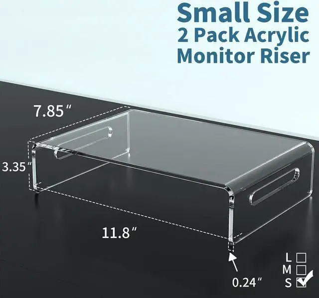 Alt view image 6 of 7 - Zimilar 2 Pack Monitor Stand Riser, Acrylic Monitor Stand for Computer, Laptop, Printer, Notebook, Premium Clear Laptop Stand Acrylic Monitor Riser for Home Office, Monitor Stands for 2 Monitors