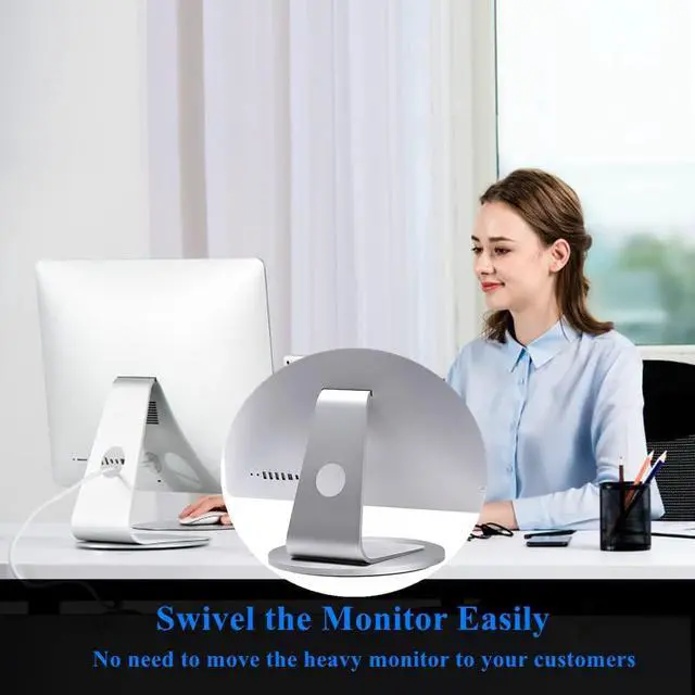 Alt view image 5 of 7 - Aluminum 360° Rotation Monitor Swivel Base Computer Screen Monitor Turntable Stand Flat Panel TV Rotating Mat for iMac Laptop Potted Plants Arts Crafts Products Display Stand