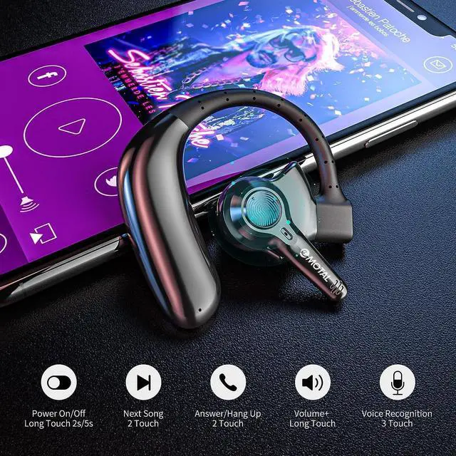 Alt view image 6 of 7 - Dual-Mic AI Noise Cancelling Bluetooth Headset for Cell Phones 10 Days Standby 30Hrs HD Talktime Bluetooth Earpiece IPX6 Waterproof Ultralight for Driving/Truckers/Business Black