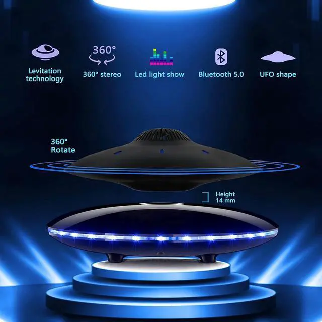 Alt view image 3 of 6 - Magnetic Levitating Bluetooth Speaker, Levitating UFO Speakers with LED Lights, 360 Degree Rotation,Wireless Floating Speakers for Home Office Decor Cool Tech Gadgets,Creative Gifts