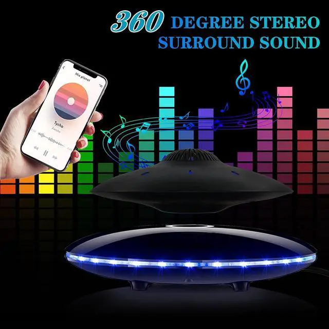 Alt view image 4 of 6 - Magnetic Levitating Bluetooth Speaker, Levitating UFO Speakers with LED Lights, 360 Degree Rotation,Wireless Floating Speakers for Home Office Decor Cool Tech Gadgets,Creative Gifts