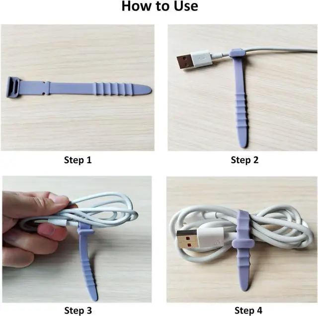 Alt view image 5 of 6 - Silicone Zip Ties Reusable Zip Ties 20pcs Rubber Cable Ties Straps for Wire Management Elastic Cable Organizer for Home Office Table Desk. 4.5 Cord Ties in White Black Pink Purple and Blue