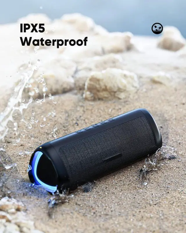 Alt view image 7 of 7 - Bluetooth Speaker with HD Sound, Portable Wireless, IPX5 Waterproof, Up to 20H Playtime, TWS Pairing, BT5.3, for Home/Party/Outdoor/Beach, Stocking Stuffers, White Elephant Gifts for Adults (Black)