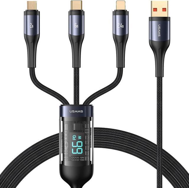 Multi Charging Cable, Multi Charger Cable Nylon Braided Multiple USB Cable  Universal 3 In 1 Charging Cord Adapter with Type-C, Micro USB Port  Connectors for Cell Phones and More 