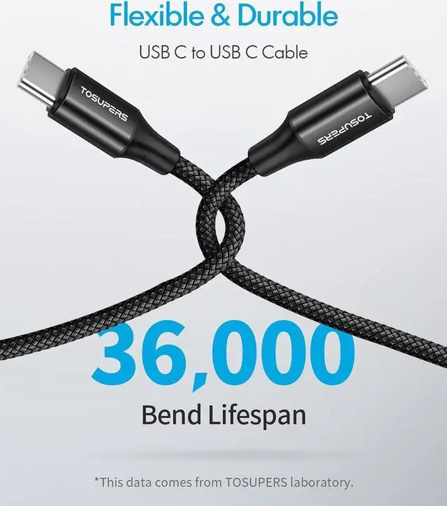 Alt view image 3 of 7 - [10ft 2-Pack] Long USB C to USB C Cable Fast Charging 60W, PD Type C Charger Cord for Samsung Galaxy S24 S23 S22 Ultra Flip, for iPhone 15 Pro Max/Plus, for /iPad, Pixel
