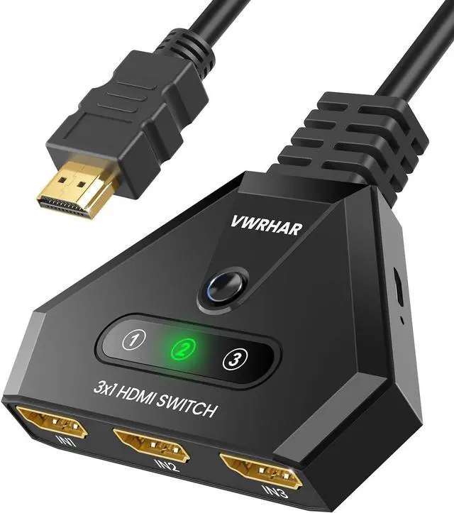 Main image of HDMI Switch 4K HDMI Splitter, Automatic HDMI Switch 3 in 1 Out with Pigtail HDMI Cable, 3 Ports HDMI Switcher Support HDCP 2.2 Full HD 4K 1080P 3D for Fire Stick Apple TV PS5 PS4 Xbox PC