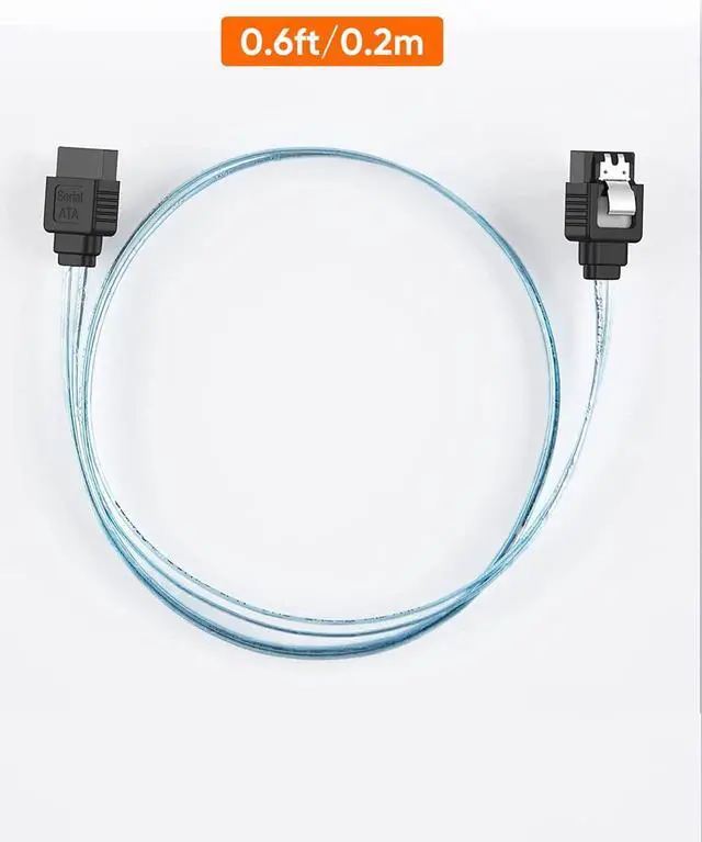Alt view image 7 of 7 - CableCreation SATA III Cable, [5-Pack] 8-inch SATA III 6.0 Gbps 7pin Female Straight to Straight Female Data Cable with Locking Latch, 0.6 FT Blue