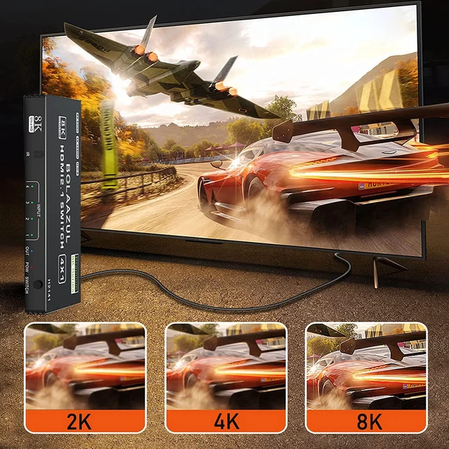 Alt view image 2 of 7 - BolAAzuL 4K 120Hz HDMI 2.1 Switcher 4 in 1 Out 8K 60Hz 2K 144Hz with Remote