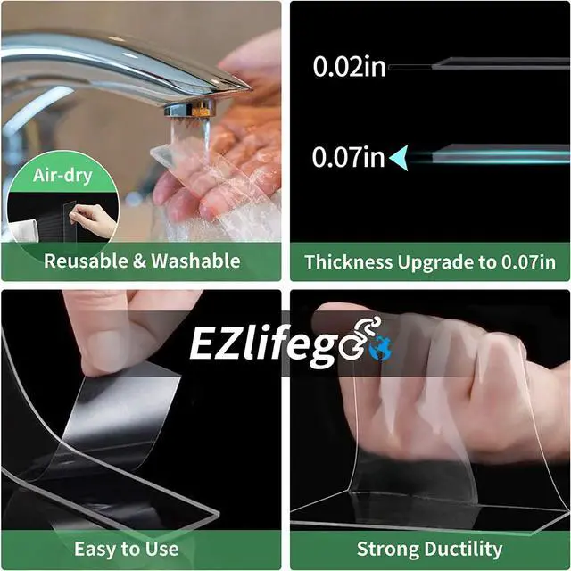 Alt view image 5 of 6 - Double Sided Tape Heavy Duty Nano Double Sided Adhesive Tape Clear Mounting Tape Picture Hanging Adhesive Strips (9.85FT)