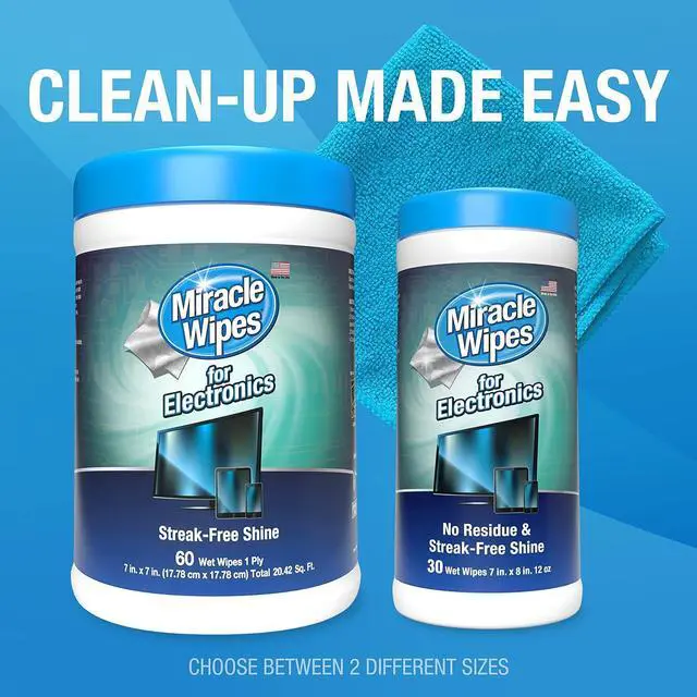 Alt view image 7 of 7 - MiracleWipes for Electronics Cleaning - Screen Wipes Designed for TV, Phones, Monitors and More - Includes Microfiber Towel - (60 Count)