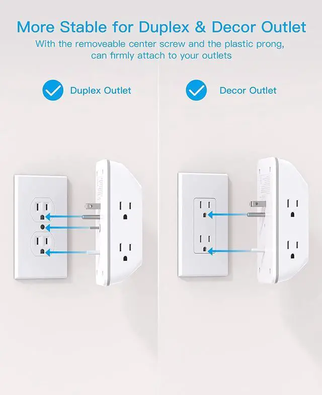 Alt view image 5 of 7 - Outlet Extender with Night Light, HANYCONY Multi Plug Outlet, USB Wall Charger Surge Protector 4 USB Ports(1 USB C), Power Strip Electrical Outlet Splitter Expander for Home Office Dorm Room, ETL