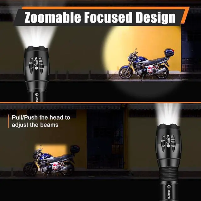 Alt view image 3 of 6 - LED Flashlights 2 Pack Bright Powerful EDC Handheld Flash Lights High Lumens Pocket Linterna 5 Modes Waterproof for Gift Survival Emergency Camping