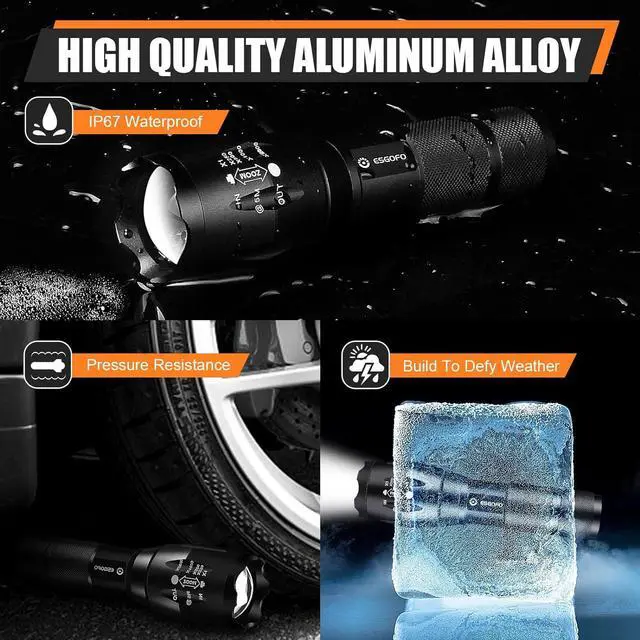 Alt view image 2 of 6 - LED Flashlights 2 Pack Bright Powerful EDC Handheld Flash Lights High Lumens Pocket Linterna 5 Modes Waterproof for Gift Survival Emergency Camping