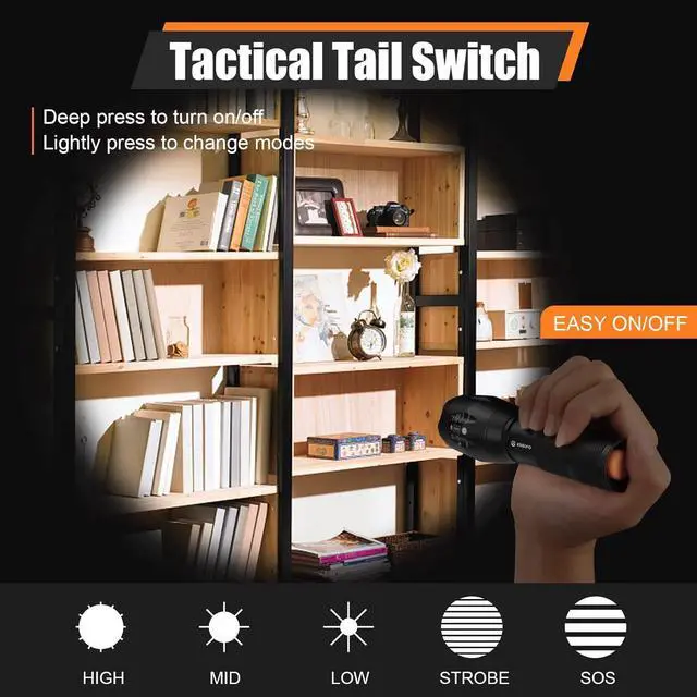 Alt view image 4 of 6 - LED Flashlights 2 Pack Bright Powerful EDC Handheld Flash Lights High Lumens Pocket Linterna 5 Modes Waterproof for Gift Survival Emergency Camping