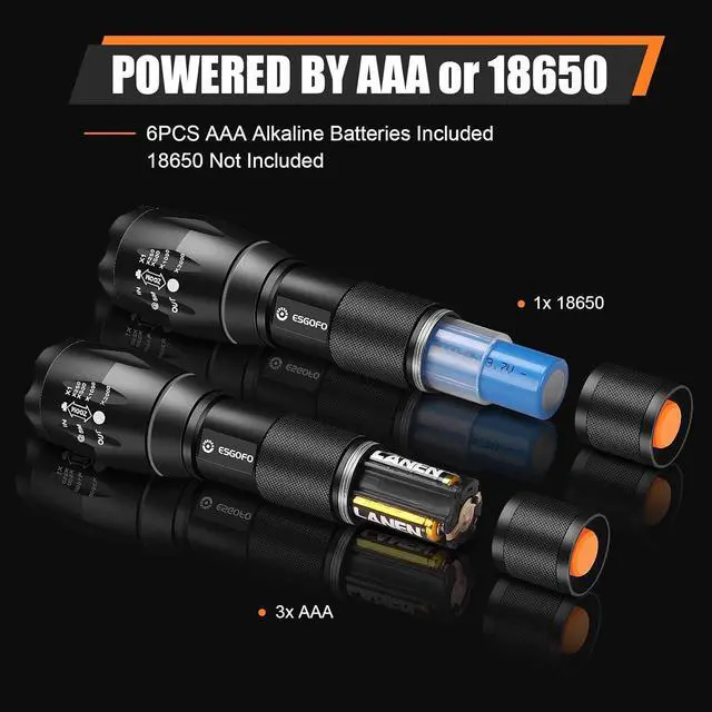 Alt view image 5 of 6 - LED Flashlights 2 Pack Bright Powerful EDC Handheld Flash Lights High Lumens Pocket Linterna 5 Modes Waterproof for Gift Survival Emergency Camping