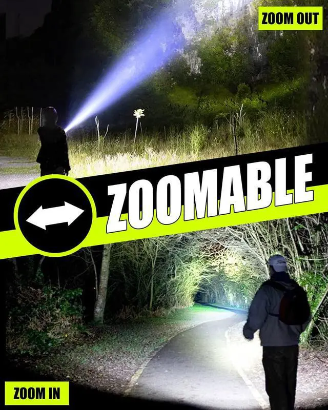 Alt view image 4 of 7 - LED Flashlights High Powered 10000 Lumens Super Bright Tactical Flashlight Rechargeable 5 Modes Zoomable Waterproof Flash Lights Gift for Christmas Stocking