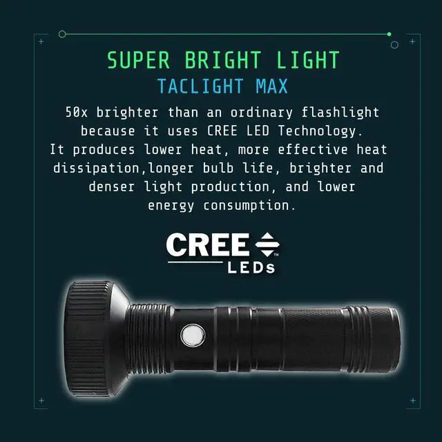 Alt view image 7 of 7 - Taclight Max LED Rechargeable Flashlight - High Lumen Ultra Bright Flash Light - 7000 Kelvin Cree Tactical Flash Light  Compact Flashlights for Camping Hunting Home Survival Emergencies