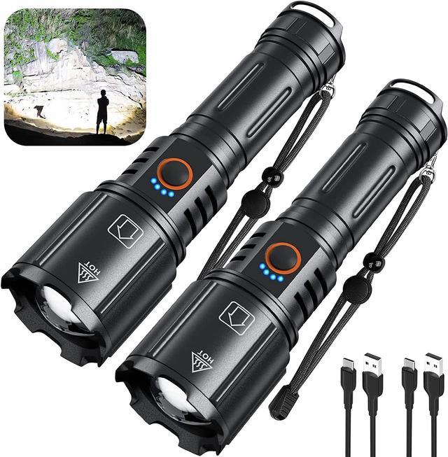 Rechargeable Flashlight High Lumens Super Bright Flash Light Powerful  Tactical Zoomable Flashlights for Emergencies Camping