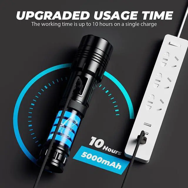 Alt view image 3 of 7 - Rechargeable Led Flashlights High Lumens: 990,000 Lumen Super Bright Flashlight, 7 Modes with COB Work Light, IPX6 Waterproof, Powerful Handheld Flash Light for Home, Camping, Hiking