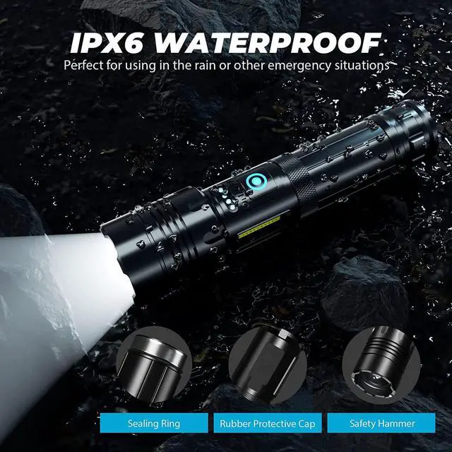 Alt view image 7 of 7 - Rechargeable Led Flashlights High Lumens: 990,000 Lumen Super Bright Flashlight, 7 Modes with COB Work Light, IPX6 Waterproof, Powerful Handheld Flash Light for Home, Camping, Hiking