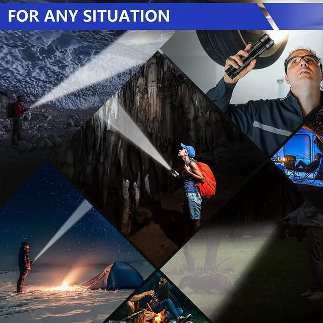 Alt view image 7 of 7 - Flashlights High Lumens Rechargeable 2000 Lumens Super Bright Handheld LED Flash Light Powerful Emergency Linternas Waterproof Long Lasting for Hiking Camping Gift