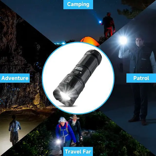 Alt view image 7 of 7 - Father's Day 3000 Lumens Rechargeable Tactical Flashlight with COB Work Light, Super Bright High-Powered Handheld for Emergencies, Camping, Hiking - Perfect for Dad