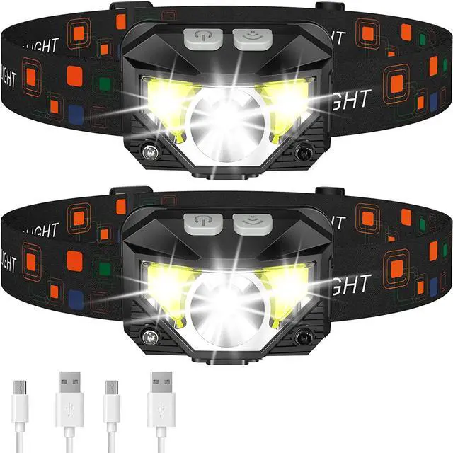 Main image of LHKNL Headlamp Flashlight, 1200 Lumen Ultra-Light Bright LED Rechargeable Headlight with White Red Light,2-Pack Waterproof Motion Sensor Head Lamp,8 Mode for Outdoor Camping Running Hiking Fishing