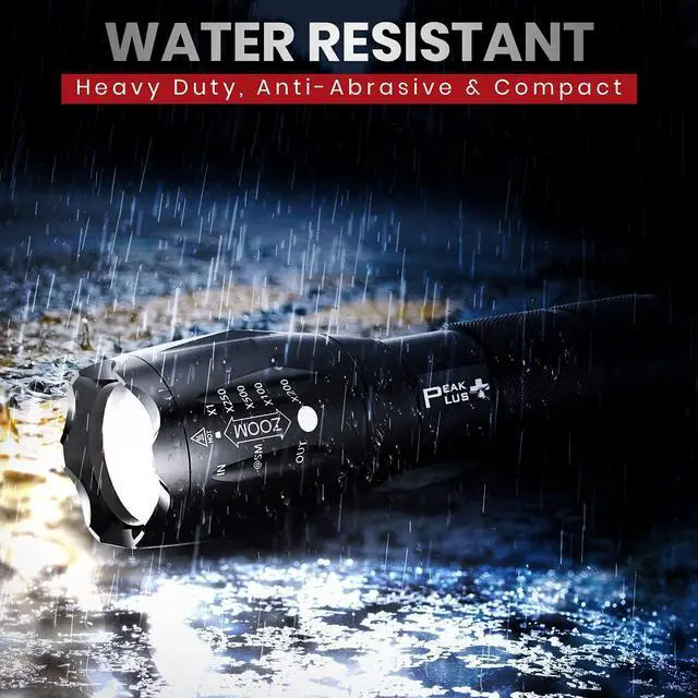 Alt view image 4 of 7 - PeakPlus Rechargeable Tactical Flashlight LFX1000 (Rechargeable Battery and Charger Included) - High Lumens LED, Super Bright, Zoomable, 5 Modes, Water Resistant - Best Camping, Emergency Flashlights