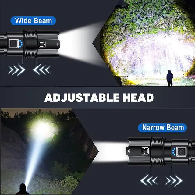 Alt view image 7 of 7 - Sigoobal Rechargeable Led Flashlights High Lumens, 200000 Lumen Super Bright Flashlight with USB Input Output, 12 Hours Runtime 5000mAh Large Capacity, Powerful Flash Light for Camping