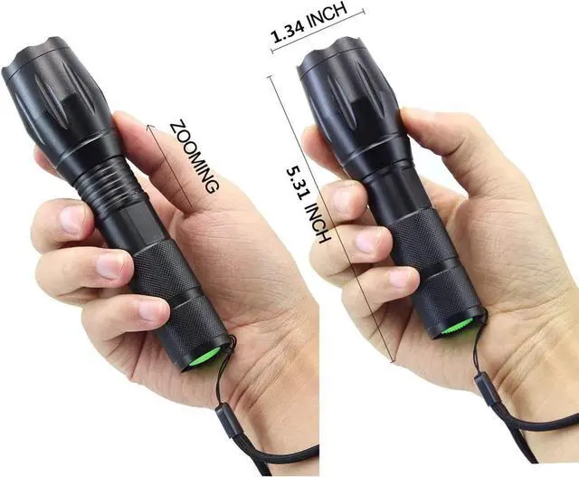 Alt view image 4 of 7 - LED Flashlights 2 Pack Tactical Flashlight High Lumens Lights with 6Pack AAA Batteries Portable Waterproof Zoomable Flashlight with 5 Mode for Camping/Outdoor/Hiking/Gift-Giving/Emergency