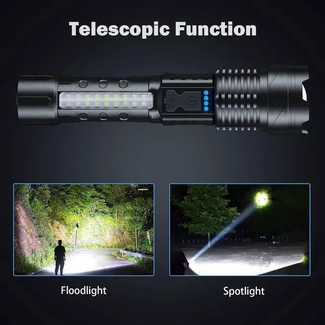 Alt view image 4 of 7 - Cinlinso Flashlight High Lumens Rechargeable 2 Pack, 980000 Lumen Super Bright Led Flashlights with 7 Light Modes, IPX6 Waterproof, Powerful Handheld Flash Light for Camping Home Emergencies