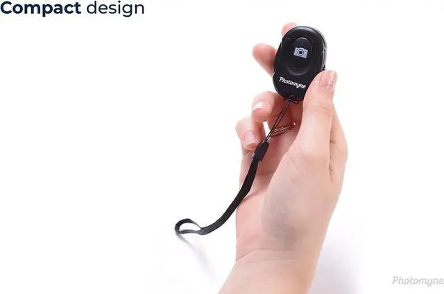 Alt view image 2 of 6 - Photomyne Wireless Camera Shutter Clicker | Camera Shutter Remote Control for iPhone & Android Smartphones | Wireless Remote Control Selfie Button - Includes Wrist Strap (1 Pack)