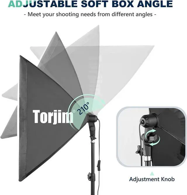 Alt view image 3 of 7 - Softbox Photography Lighting Kit, 2Pcs 27" x 27" Professional Soft Box | 3000K-7500K 85W LED Bulbs with Remote, Photography Continuous Lighting Kit for Studio Lights, Portrait, Video Recording