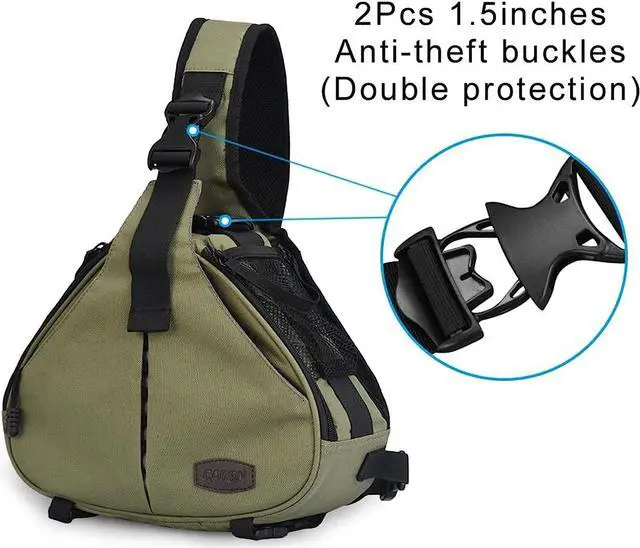 Alt view image 4 of 7 - CADeN Camera Bag Sling Backpack Camera Case Waterproof with Rain Cover Tripod Holder, Compatible for DSLR/SLR Mirrorless Cameras (Canon Nikon Sony Pentax) and Accessories Green
