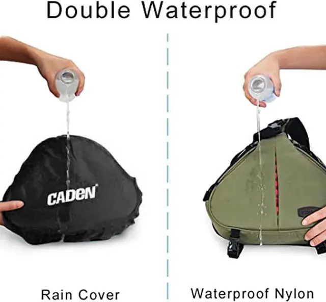 Alt view image 3 of 7 - CADeN Camera Bag Sling Backpack Camera Case Waterproof with Rain Cover Tripod Holder, Compatible for DSLR/SLR Mirrorless Cameras (Canon Nikon Sony Pentax) and Accessories Green