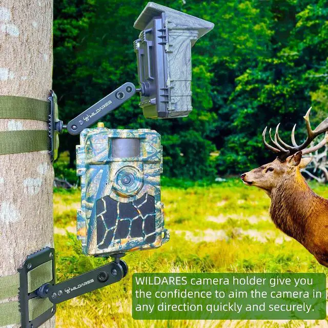 Alt view image 3 of 7 - Trail Camera Mounting Bracket,Hunting Pro Gear Acccessery, Wildlife Cam Mount, Deer Monitor Mount, Hunter Camera Kit,Nylon Fiber Strap,Heavy-Duty Metal,Black,5.9x3.7x2.5 inch (3 PCS)