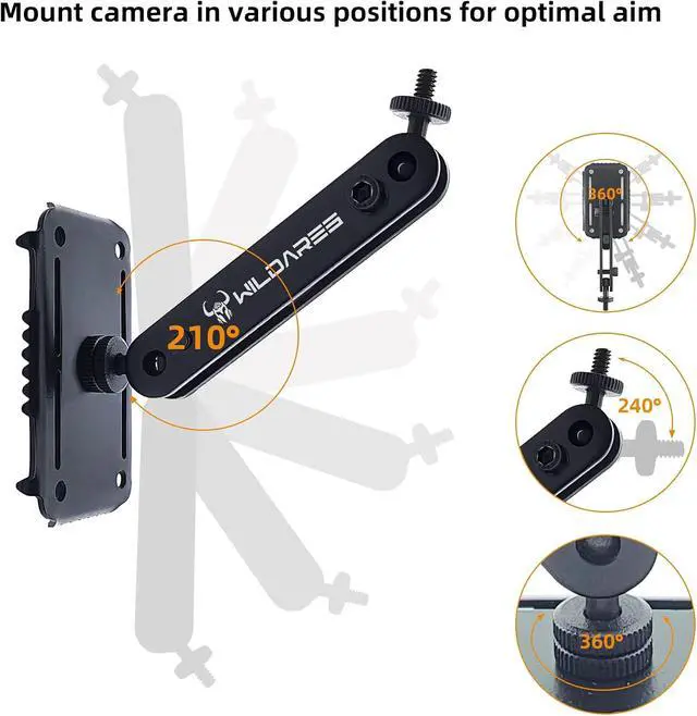 Alt view image 2 of 7 - Trail Camera Mounting Bracket,Hunting Pro Gear Acccessery, Wildlife Cam Mount, Deer Monitor Mount, Hunter Camera Kit,Nylon Fiber Strap,Heavy-Duty Metal,Black,5.9x3.7x2.5 inch (3 PCS)