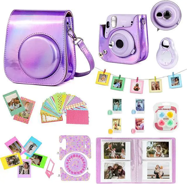 Main image of WOGOZAN for Fujifilm Instax Mini 11 Instant Kids Camera Custom Case Accessories Bundle + Color Filters, Photo Album, Assorted Frames, Selfie Lens + More (Magic Purple), Welcome to consult