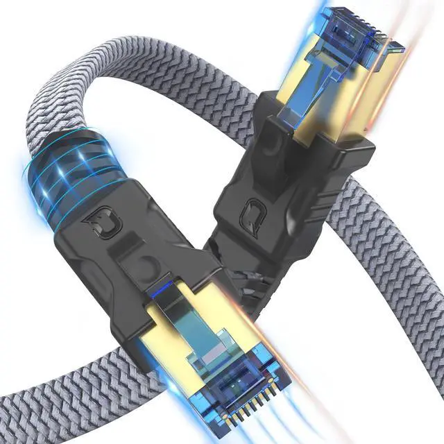 Main image of Cat 8 Ethernet Cable 50 ft, Fastest Cat8 Internet Network Cable High Speed 2000Mhz 40Gbps S/FTP RJ45 Cables for Gaming/PS4/5/Modem/Router, Braided Heavy Duty LAN Cable Shielded in Wall/Indoor&Outdoor