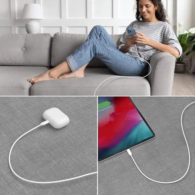 Alt view image 6 of 7 - USBC to Lightning Cable for iPhone 3FT 3Pack iPhone Charging Cable USB-C Type-C Lightning Charger Cord MFi Certified for iPhone 14 13 12 Mini Pro Max 11 X XS XR 8 Plus iPad AirPods White