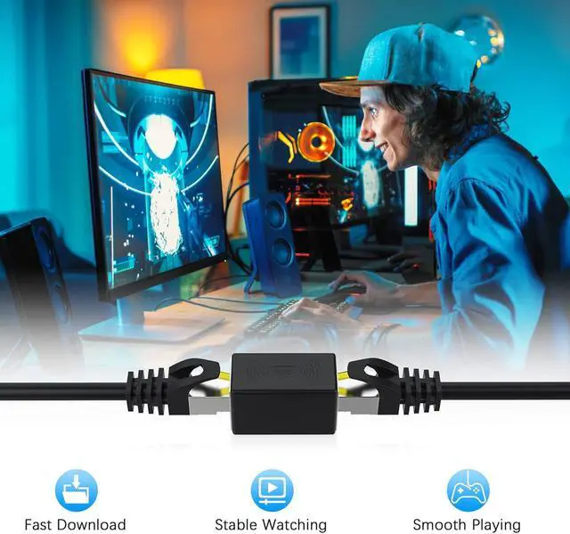 Alt view image 7 of 7 - RJ45 Coupler 10Gbps, Ethernet Couplers, Ethernet Extender Adapter, Cat8 Cat7 Cat6 Cat5e Cat5 Inline Coupler, 328ft Long Distance Extend, Ethernet Connector Female to Female (2Pcs, Black)