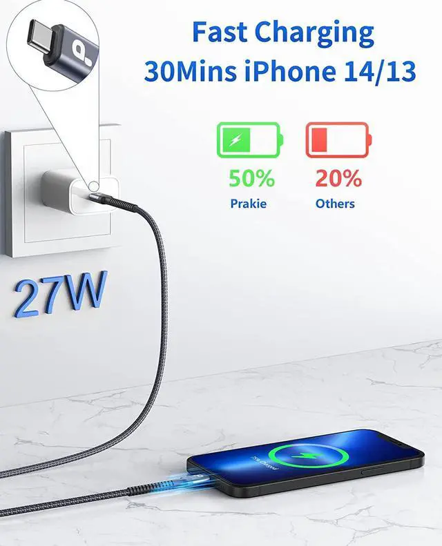 Alt view image 2 of 6 - USB C to Lightning Cable 6FT 2Pack iPhone Charger Fast Charging USBC iPhone Charger Type C iPhone Charging Cord [ MFi Certified] for iPhone 14 13 12 11 Pro Max Xs 8 Plus and More