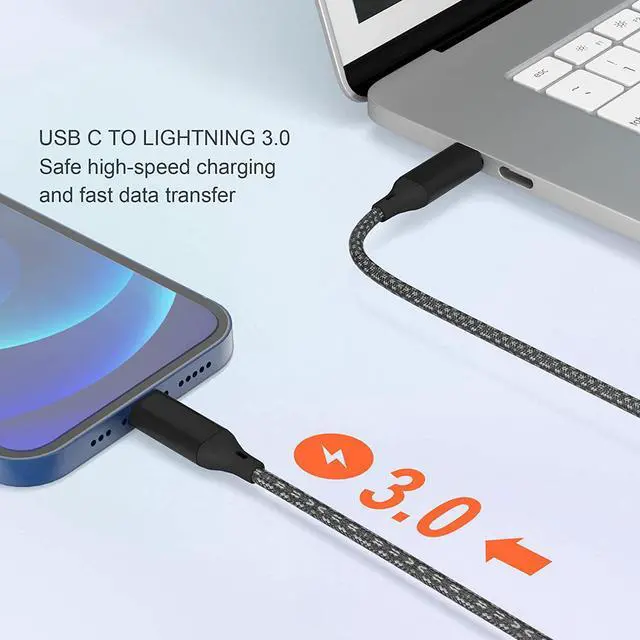 Alt view image 6 of 7 - Extra Long USB C to Lightning Cable 20Ft/6M [Apple MFi Certified] iPhone Fast Charger Cable USB-C Power Delivery Fast Charging Cord 3A (max) for iPhone 13/12/11/XS/X/8