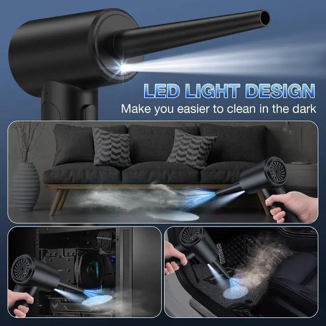Alt view image 5 of 7 - Compressed Air Duster 3 Gear to 51000RPM Cordless Electric Air Duster 6000mAh Rechargeable Air Blower with LED Light for Laptop Computer Camera Keyboard Cleaning Dust Hair Replace Compressed Air Can
