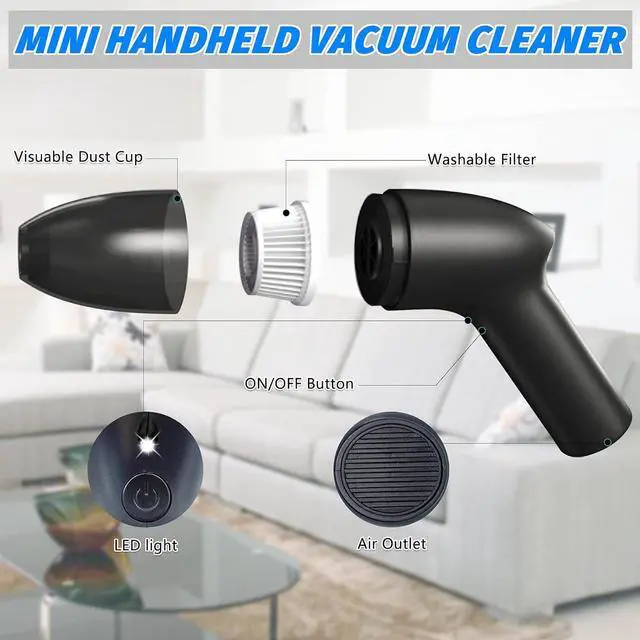 Alt view image 7 of 7 - 4.3Kpa Keyboard Vacuum Cleaner MiniHandheld Computer Vacuum Cordless for Car Laptop Sewing Machine Portable Keyboard Vac USB Desk Crumbs Dust Cleaners