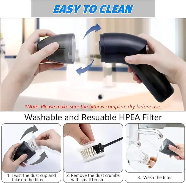 Alt view image 7 of 7 - Hayousui 4.3Kpa Keyboard Vacuum Cleaner Mini Handheld Computer Vacuum | USB Rechargeable,Hepa Filter,LED Light, Pc Cleaning Kit for Car/Laptop/Sewing Machine/Desk Crumbs/Dust Cleaner